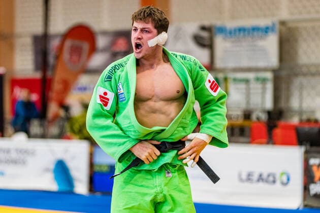 10.10.2020, Brandenburg, Senftenberg: Judo Bundesliga-Finale der Männer 2020: Jim Heijmann, SUA Witten foto. Eibner Hammerschmidt Judo Bundesliga-Finale der Männer 2020 Senftenberg