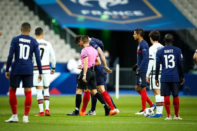 Sortie sur blessure de Olivier Giroud ( 9 - France ) - FOOTBALL : France vs Portugal - Ligue des Nations - Saint Denis - 11 10 2020 FedericoPestellini Panoramic 