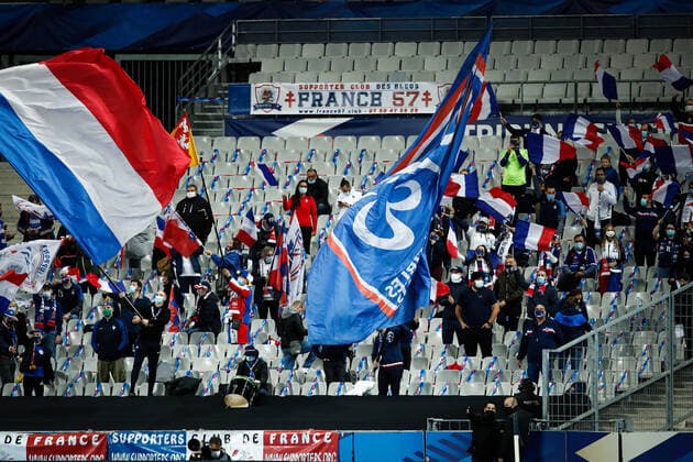 Supporters de l equipe de France - ambiance - FOOTBALL : France vs Portugal - Ligue des Nations - Saint Denis - 11 10 2020 FedericoPestellini Panoramic 