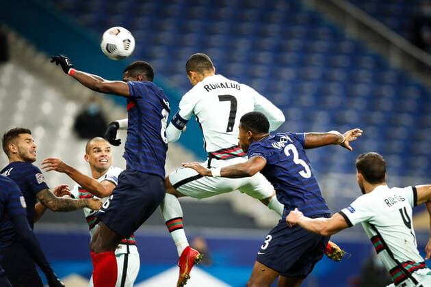 Cristiano Ronaldo ( 7 - Portugal ) - Paul Pogba ( France ) - ( 6 - France ) - FOOTBALL : France vs Portugal - Ligue des Nations - Saint Denis - 11 10 2020 FedericoPestellini Panoramic 