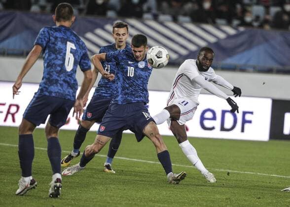 Jonathan Ikone 11 during the U21, U 21 European Championships qualifying football match France vs Slovaquie at the Meinau stadium in Strasbourg, eastern France, on October 12, 2020. FOOTBALL : France vs Slovaquie - U21 - strasbourg - 12 10 2020 ELYxandrocegarra panoramic 