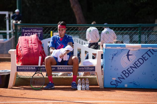 Photo Alessandro Tocco LaPresse October 13, 2020 Santa Margherita di Pula, Cagliari (Italy) Tennis Tennis, Forte Village Sardegna Open In the pic: Lorenzo Sonego (ITA)  Copyright: xToccoxAlessandro LaPressex