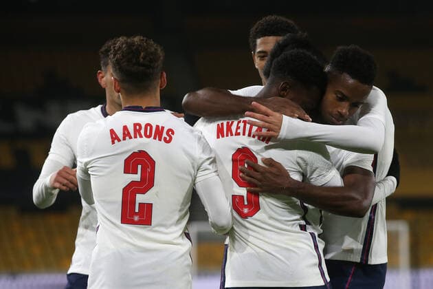 England U21, U 21 v Turkey U21s UEFA EURO, EM, Europameisterschaft,Fussball U21 2020 Qualifiers Eddie Nketiah of England celebrates scoring his sides 2nd goal during the UEFA Euro U21 2020 Qualifiers match at Molineux, Wolverhampton Content Not Available For UK Newspapers Copyright: xPaulxChestertonx FIL-14691-0031