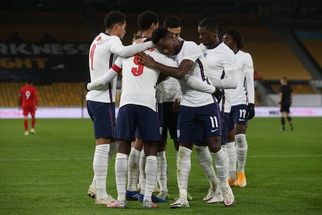 England U21, U 21 v Turkey U21s UEFA EURO, EM, Europameisterschaft,Fussball U21 2020 Qualifiers Eddie Nketiah of England celebrates scoring his sides 2nd goal during the UEFA Euro U21 2020 Qualifiers match at Molineux, Wolverhampton Content Not Available For UK Newspapers Copyright: xPaulxChestertonx FIL-14691-0034