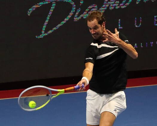 Russian Federation. Saint-Petersburg. SIBUR Arena. International tennis tournament ATP, Tennis Herren St. Petersburg Open By 2020. ATP500. Tennis. Match on October 14, 2020. Match Daniil Medvedev - Richard Gasquet. Tennis player Richard Gasquet. MaksimxKonstantinov