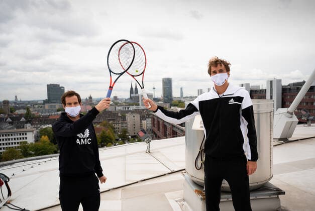 bett1HULKS INDOORS 2020, Köln, Cologne. Photoshooting on the rooftop of the Lanxess Arena with bett1HULKS INDOORS players Andy Murray (GBR) and Alexander Zverev (GER) bett1HULKS INDOORS