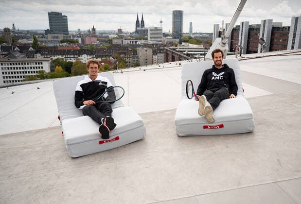 bett1HULKS INDOORS 2020, Köln, Cologne. Photoshooting on the rooftop of the Lanxess Arena with bett1HULKS INDOORS players Andy Murray (GBR) and Alexander Zverev (GER) bett1HULKS INDOORS
