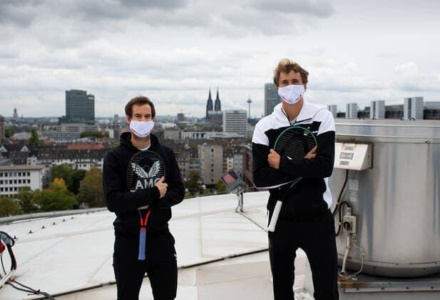 bett1HULKS INDOORS 2020, Köln, Cologne. Photoshooting on the rooftop of the Lanxess Arena with bett1HULKS INDOORS players Andy Murray (GBR) and Alexander Zverev (GER) bett1HULKS INDOORS
