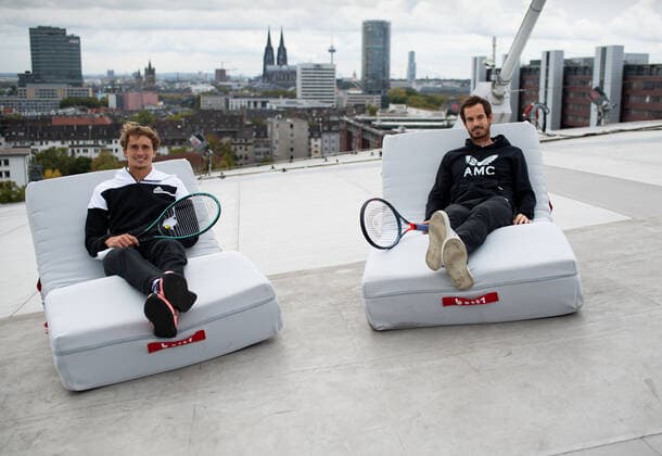 Sport Bilder des Tages bett1HULKS INDOORS 2020, Köln, Cologne. Photoshooting on the rooftop of the Lanxess Arena with bett1HULKS INDOORS players Andy Murray (GBR) and Alexander Zverev (GER) bett1HULKS INDOORS