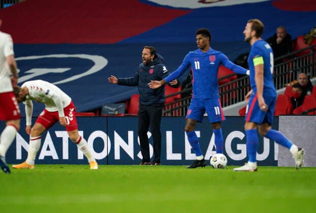 England manager Gareth Southgate during the UEFA Nations League match played behind closed doors due to the current government Covid-19 rules within sports venues between England and Denmark at Wembley Stadium, London, England on 14 October 2020. Copyright: xAndyxRowlandx PMI-3658-0066