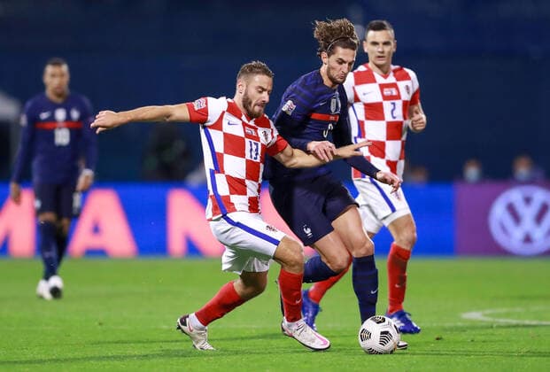 Croatia v France - UEFA Nations League Nikola Vlasic of Croatia and Adrien Rabiot of France during the UEFA Nations League group stage match between Croatia and France at Maksimir Stadium on October 14, 2020 in Zagreb, Croatia. SanjinxStrukic PIXSELL