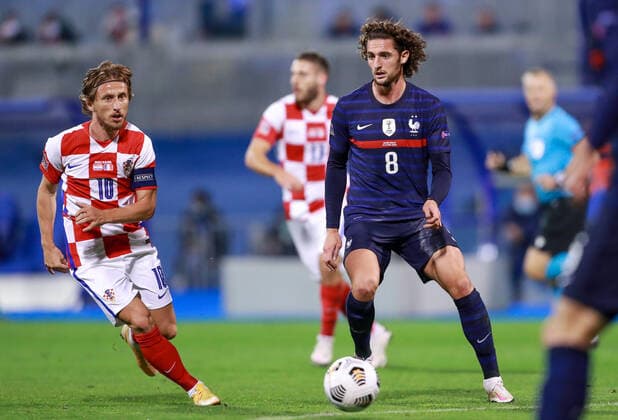 Croatia v France - UEFA Nations League Luka Modric of Croatia and Adrien Rabiot of France during the UEFA Nations League group stage match between Croatia and France at Maksimir Stadium on October 14, 2020 in Zagreb, Croatia. SanjinxStrukic PIXSELL