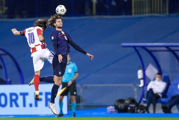 Croatia v France - UEFA Nations League Luka Modric of Croatia and Adrien Rabiot of France during the UEFA Nations League group stage match between Croatia and France at Maksimir Stadium on October 14, 2020 in Zagreb, Croatia. SanjinxStrukic PIXSELL