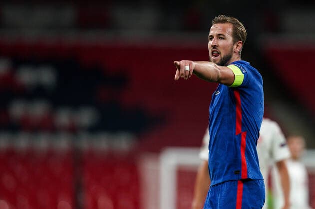 Harry Kane (Tottenham Hotspur) of England during the UEFA Nations League match played behind closed doors due to the current government Covid-19 rules within sports venues between England and Denmark at Wembley Stadium, London, England on 14 October 2020. Copyright: xAndyxRowlandx PMI-3658-0090