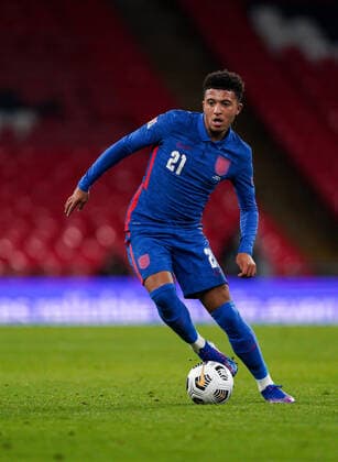 Jadon Sancho (Borussia Dortmund) of England during the UEFA Nations League match played behind closed doors due to the current government Covid-19 rules within sports venues between England and Denmark at Wembley Stadium, London, England on 14 October 2020. Copyright: xAndyxRowlandx PMI-3658-0135