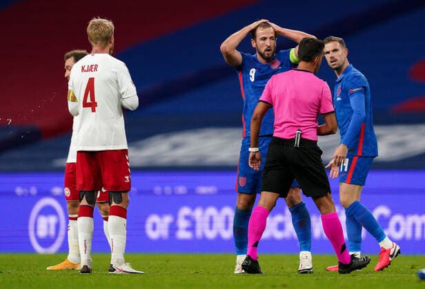 Harry Kane (Tottenham Hotspur) of England during the UEFA Nations League match played behind closed doors due to the current government Covid-19 rules within sports venues between England and Denmark at Wembley Stadium, London, England on 14 October 2020. Copyright: xAndyxRowlandx PMI-3658-0147