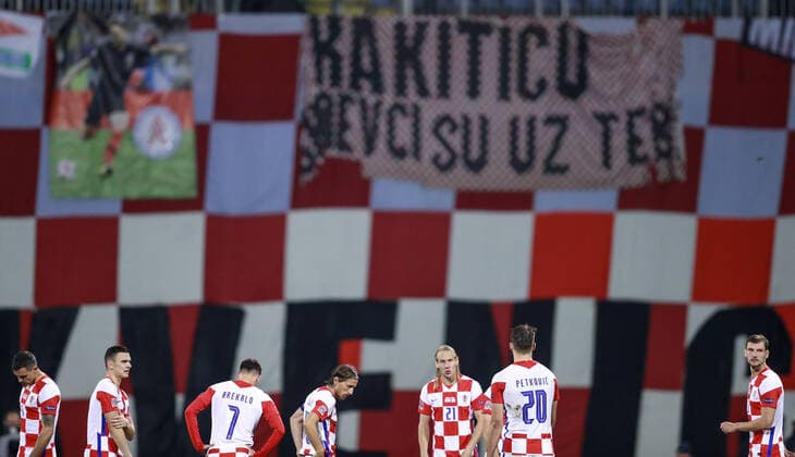 Croatia v France - UEFA Nations League Dejan Lovren, Filip Uremovic, Josip Brekalo, Luka Modric, Domagoj Vida, Bruno Petkovic and Borna Barisic of Croatia during the UEFA Nations League group stage match between Croatia and France at Maksimir Stadium on October 14, 2020 in Zagreb, Croatia. SanjinxStrukic PIXSELL