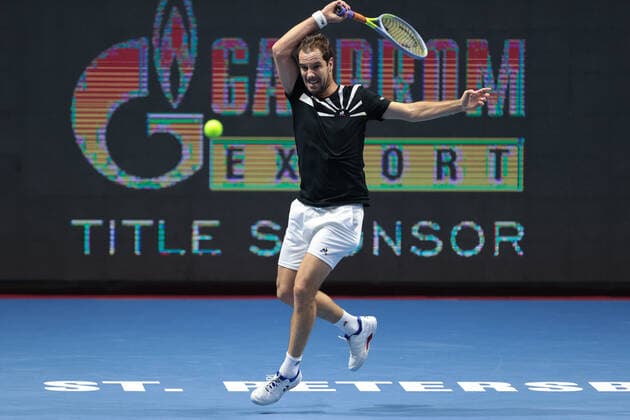 ST PETERSBURG, RUSSIA - OCTOBER 14: Richard Gasquet during the ATP, Tennis Herren St. Petersburg Open on October 14, 2020 at Sibur Arena in Saint Petersburg, Russia. (Photo by Anatoliy Medved Icon Sportswire) TENNIS: OCT 14 St Petersburg Open Icon201014082