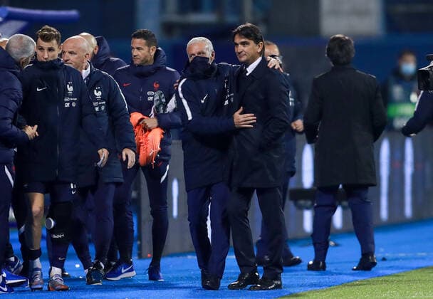 Head coach of France Didier Deschamps and croatian head coach Zlatko Dalic FOOTBALL : Croatie vs France - UEFA Ligue des Nations - Zagreb - 14 10 2020 Panoramic NikolaKrstic 