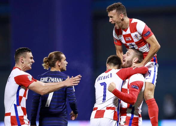 Croatian players celebrates FOOTBALL : Croatie vs France - UEFA Ligue des Nations - Zagreb - 14 10 2020 Panoramic NikolaKrstic 