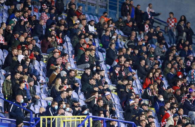 Spectators during the UEFA Nations League group stage match between Croatia and France FOOTBALL : Croatie vs France - UEFA Ligue des Nations - Zagreb - 14 10 2020 Panoramic NikolaKrstic 