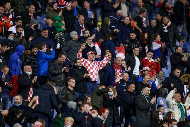 Croatian fans during the UEFA Nations League FOOTBALL : Croatie vs France - UEFA Ligue des Nations - Zagreb - 14 10 2020 Panoramic NikolaKrstic 
