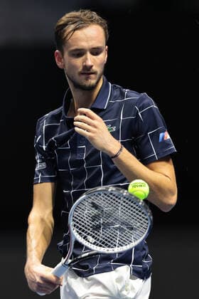 ST PETERSBURG, RUSSIA - OCTOBER 14: Daniil Medvedev during the ATP, Tennis Herren St. Petersburg Open on October 14, 2020 at Sibur Arena in Saint Petersburg, Russia. (Photo by Anatoliy Medved Icon Sportswire) TENNIS: OCT 14 St Petersburg Open Icon201014111