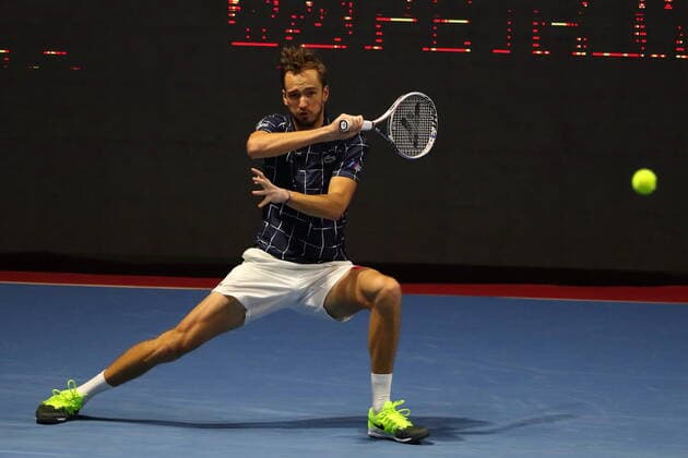 Russian Federation. Saint-Petersburg. SIBUR Arena. International tennis tournament ATP, Tennis Herren St. Petersburg Open By 2020. ATP500. Tennis. Match on October 15, 2020. Match Daniil Medvedev - Reilly Opelka. Tennis Player Daniil Medvedev. MaksimxKonstantinov