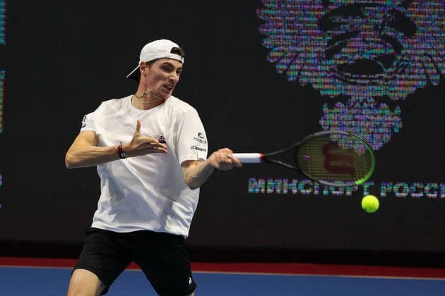 Russian Federation. Saint-Petersburg. SIBUR Arena. International tennis tournament ATP, Tennis Herren St. Petersburg Open By 2020. ATP500. Tennis. Match on October 15, 2020. Match Ugo Umber - Andrey Rublev. Tennis Player Hugo Umber. MaksimxKonstantinov