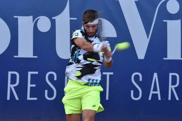 Photo Alessandro Tocco LaPresse October 15, 2020 Santa Margherita di Pula, Cagliari (Italy) Tennis Tennis, Forte Village Sardegna Open In the pic:Corentin Moutet  Copyright: xToccoxAlessandro LaPressex