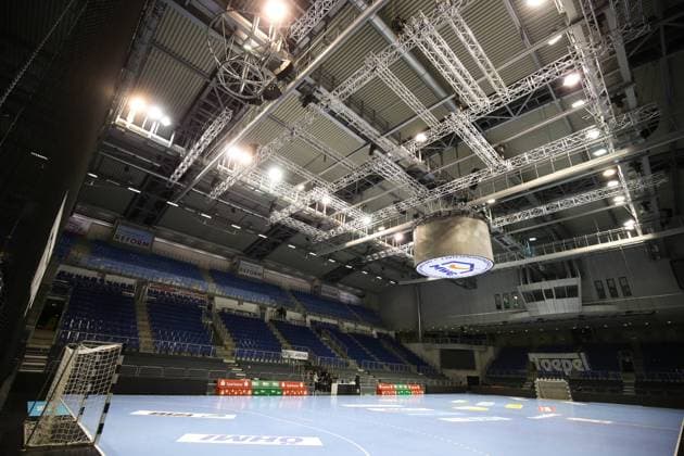 Leere GETEC Arena - Handball Bundesliga Saison 2020-2021 SC Magdeburg vs. SC Magdeburg vs. Bergischer HC in der GETEC Arena in Magdeburg - Handball,Deutschland,01.10.2020 *** Empty GETEC Arena Handball Bundesliga Season 2020 2021 SC Magdeburg vs SC Magdeburg vs Bergischer HC in the GETEC Arena in Magdeburg Handball,Germany,01 10 2020