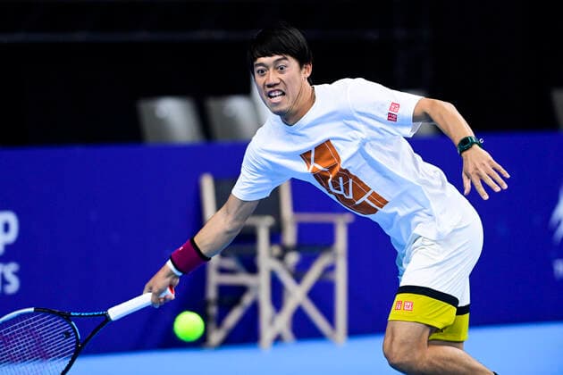 Japanese Kei Nishikori pictured in action during a training session ahead of the European Open, in Antwerp, Saturday 17 October 2020. This year s edition of the tournament is taking place from 18 to 25 October. LAURIExDIEFFEMBACQ  x2564789x