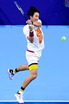 Japanese Kei Nishikori pictured in action during a training session ahead of the European Open, in Antwerp, Saturday 17 October 2020. This year s edition of the tournament is taking place from 18 to 25 October. LAURIExDIEFFEMBACQ  x2564803x