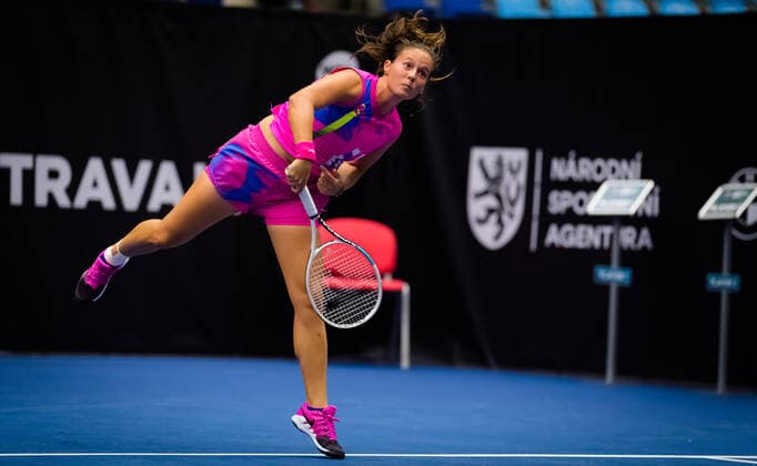 October 18, 2020, Ostrava, CZECH REPUBLIC: Daria Kasatkina of Russia in action during the second qualifications round at the 2020 J&T Banka Ostrava Open WTA, Tennis Damen Premier tennis tournament against Marie Bouzkova of the Czech Republic Ostrava CZECH REPUBLIC - ZUMAa181 20201018_zaa_a181_136 Copyright: xRobxPrangex