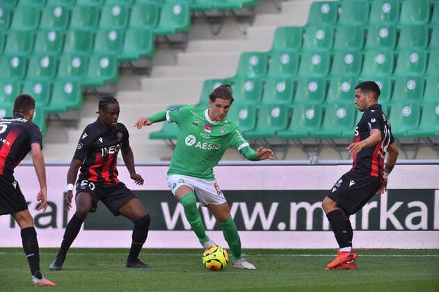 (saint etienne) vs (nice) FOOTBALL : AS Saint Etienne vs OGC Nice - Ligue 1 Uber Eats - 18 10 2020 FredericChambert Panoramic 
