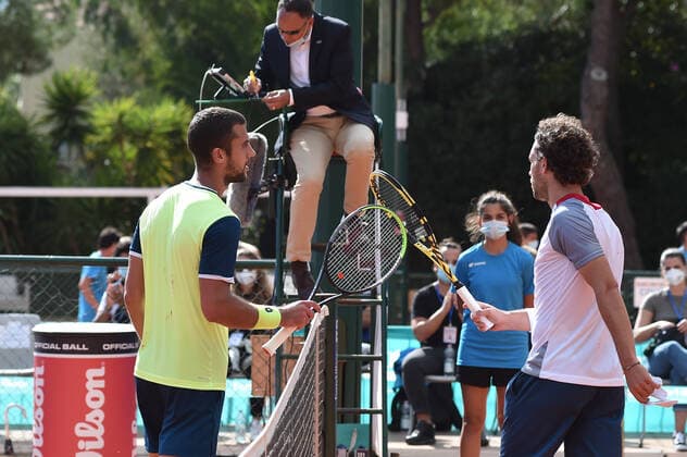 Photo Alessandro Tocco LaPresse October 18, 2020 Santa Margherita di Pula, Cagliari (Italy) Tennis Tennis, Forte Village Sardegna Open In the pic:Laslo Djere, Marco Cecchinato  Copyright: xToccoxAlessandro LaPressex