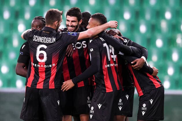 JOIE - FAIR PLAY - 08 Pierre LEES MELOU (nice) FOOTBALL : Saint Etienne vs Nice - Ligue 1 Uber Eats - 18 10 2020 FEP Panoramic 