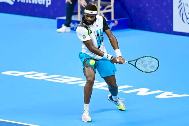 US Frances Tiafoe pictured during a first round of the simples men competition between Serbian Dusan Lajovic and US Frances Tiafoe at the European Open Tennis ATP, Tennis Herren tournment, in Antwerp, Monday 19 October 2020. TENNIS : Open d Anvers - 19 10 2020 PhotoNews Panoramic 