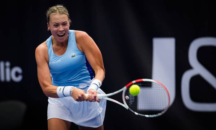 October 19, 2020, Ostrava, CZECH REPUBLIC: Anett Kontaveit of Estonia in action during the first round at the 2020 J&T Banka Ostrava Open WTA, Tennis Damen Premier tennis tournament against Ekaterina Alexandrova of Russia Ostrava CZECH REPUBLIC - ZUMAa181 20201019_zaa_a181_062 Copyright: xRobxPrangex