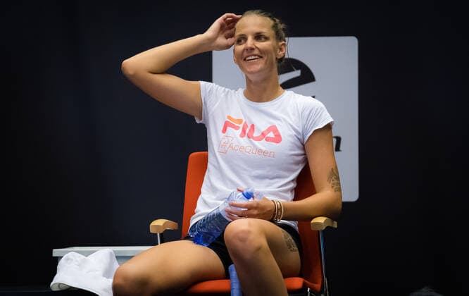 October 19, 2020, Ostrava, CZECH REPUBLIC: Karolina Pliskova of the Czech Republic during practice at the 2020 J&T Banka Ostrava Open WTA, Tennis Damen Premier tennis tournament Ostrava CZECH REPUBLIC - ZUMAa181 20201019_zaa_a181_095 Copyright: xRobxPrangex