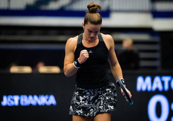 October 19, 2020, Ostrava, CZECH REPUBLIC: Maria Sakkari of Greece in action during the first round of the 2020 J&T Banka Ostrava Open WTA, Tennis Damen Premier tennis tournament against Kristyna Pliskova of the Czech Republic Ostrava CZECH REPUBLIC - ZUMAa181 20201019_zaa_a181_140 Copyright: xRobxPrangex