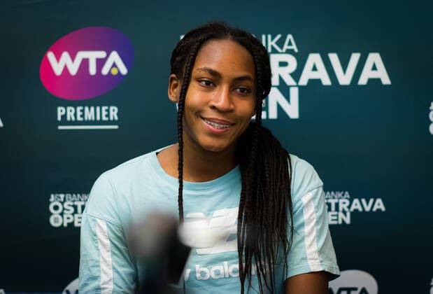 October 20, 2020, Ostrava, CZECH REPUBLIC: Cori Gauff of the United States talks to the media after winning her first-round match at the 2020 J&T Banka Ostrava Open WTA, Tennis Damen Premier tennis tournament Ostrava CZECH REPUBLIC - ZUMAa181 20201020_zaa_a181_129 Copyright: xRobxPrangex