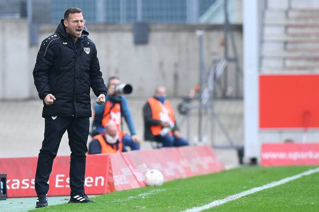 Fußball Regionalliga Staffel West 9. Spieltag Rot-Weiss Essen - Preußen Münster am 17.10.2020 im Stadion Essen in Essen Sascha Hildmann ( Trainer Cheftrainer Münster )