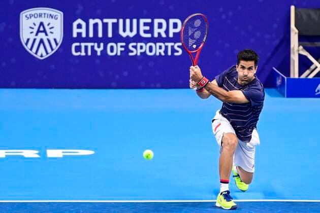 Argentina s Maximo Gonzalez pictured in action during the game of Danish Nielsen and German Puetz against Italian Bolelli and Argentina s Gonzalez, in the first round of the men s doubles competition at the European Open Tennis ATP, Tennis Herren tournament, in Antwerp, Tuesday 20 October 2020. TENNIS : Open d Anvers - 20 10 2020 PhotoNews Panoramic 