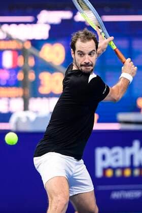 French Richard Gasquet pictured in action during the game between French Richard Gasquet and Australian Alex de Minaur, in the first round of the men s singles competition at the European Open Tennis ATP, Tennis Herren tournament, in Antwerp, Tuesday 20 October 2020. TENNIS : Open d Anvers - 20 10 2020 PhotoNews Panoramic 