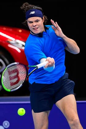 ATTENTION EDITORS - HAND OUT - EDITORIAL USE ONLY - NO SALES - NO MARKETING - Canadian Milos Raonic pictured in action during the game between Slovenian Bedene and Canadian Raonic, in the first round of the men s singles competition at the European Open Tennis ATP, Tennis Herren tournament, in Antwerp, Wednesday 21 October 2020. LAURIExDIEFFEMBACQ  x2568346x