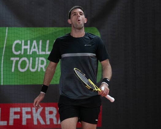 Federico Delbonis (ARG) reagiert veraergert, Aerger, enttaeuscht, Enttaeuschung, Emotion Tennis - Wolffkran Open - ATP, Tennis Herren Challenger - TC Ismaning - Ismaning - Bavaria - Germany - 21 October 2020. Â Copyright: xJuergenxHasenkopfx