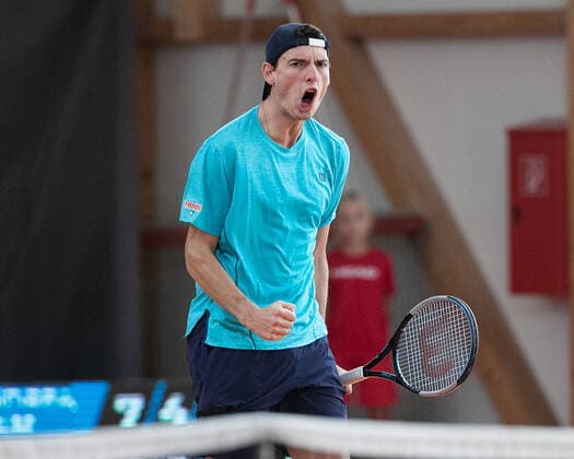 Marc-Andrea Huesler(SUI) jubelt nach dem Sieg, Jubel, Freude, Emotion Tennis - Wolffkran Open - ATP, Tennis Herren Challenger - TC Ismaning - Ismaning - Bavaria - Germany - 21 October 2020. Â Copyright: xJuergenxHasenkopfx