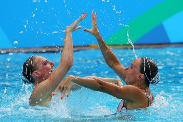 Natalia Ishchenko & Svetlana Romashina (RUS), AUGUST 16, 2016 - synchronized swimming, Synchronschwimmen : Duets Free Routine Final at Maria Lenk Aquatic Centre during the Rio 2016 Olympic Games, Olympische Spiele, Olympia, OS in Rio de Janeiro, Brazil. Noxthirdxpartyxsales  (125842715)