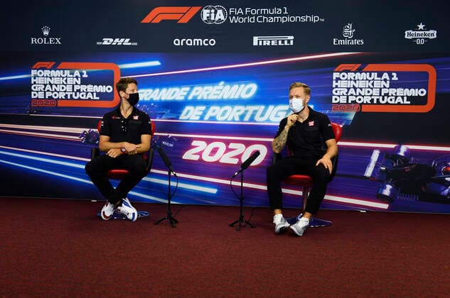 Motorsports: FIA Formula One World Championship, WM, Weltmeisterschaft 2020, Grand Prix of Portugal Motorsports: FIA Formula One World Championship 2020, Grand Prix of Portugal, 8 Romain Grosjean (FRA, Haas F1 Team), 20 Kevin Magnussen (DEN, Haas F1 Team),